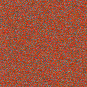 Orange speckled textile sample, “sera 20 glow” from miniforms’ “sera rohi” collection, features blue-gray dots and a granular woven texture.