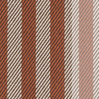 Woven fabric texture, beige, brown, and orange diagonal weave, vertical stripes, “Voulez Vous” Dedal Tabacco by miniforms, dense linear pattern.