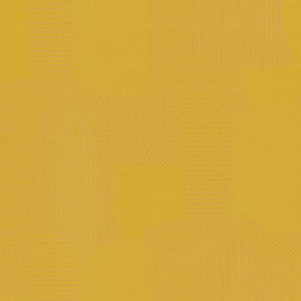 Geometric yellow-gold pattern with overlapping linear squares, featuring kvadrat fabric, miniforms brand, and “tero outdoor” textile details.