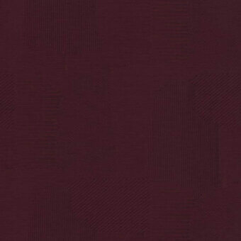 Burgundy geometric fabric sample, “Tero Outdoor 688 Borgogna” by miniforms, features interlocking blocks with linear textures and a matte finish.