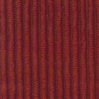 Rust corduroy fabric texture with vertical ribs, displaying a consistent deep tone and brushed nap against a neutral backdrop.