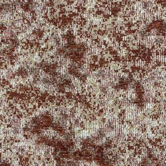 Moroso Nembro fabric sample, lichen color, woven texture with mottled brown and cream intersecting lines and irregular shapes.