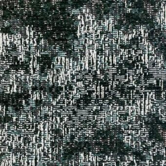 Moroso Nembro fabric sample, teal and off-white, dense woven texture with irregular vertical lines and block patterns.