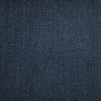 Fabric sample, blue-gray linen blend, tight weave with small grid pattern and matte finish; label reads "moroso canapa a7019 – canapa 31 night."
