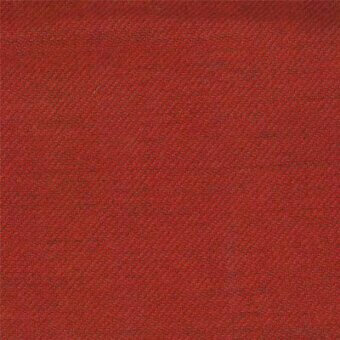 Fabric swatch in paprika color with diagonal rib texture, matte finish, and printed text identifying as Moroso Olean A8695 sample.