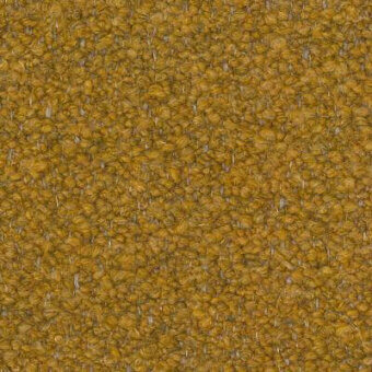 Moroso fabric texture, ochre wool blend, dense looped pile construction with mottled tonal variations and uneven surface.