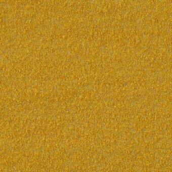 Moroso Ricciolone A7034 fabric sample, textured yellow weave, granular surface with tonal variations and uneven, raised details.