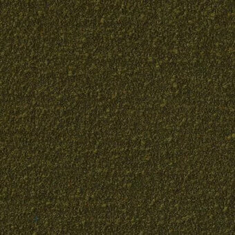 Moroso Ricciolone fabric sample, olive-green textured weave, granular surface with code A7035 and color Ricciolone Musk displayed.