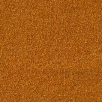 Ricciolone 20 Okra fabric sample, textured orange weave, granular surface with irregular bumps, Moroso A7036 upholstery material.