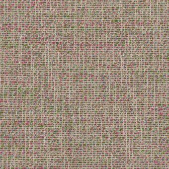 Beige woven fabric sample with basketweave texture, featuring scattered pink, green, blue, and purple flecks, studio lighting, neutral background.