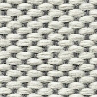 Woven fabric texture, off-white and gray bands, raised nubby surface; Moroso Wilson 7067.06 Pebble fabric sample with interlocking rounded strands.