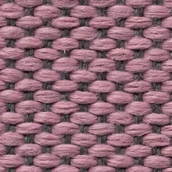 Moroso Wilson 7067.12 Lychee fabric sample displaying a textured weave of dusty rose and charcoal gray horizontal and vertical bands.