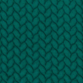 Moroso Baby Braid fabric sample, petrol green, woven diamond texture with braided appearance and visible label details.