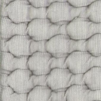 Light grey quilted fabric texture with rounded repeating grid pattern, visible stitching, Moroso “big pois light grey – w” textile, a5234.