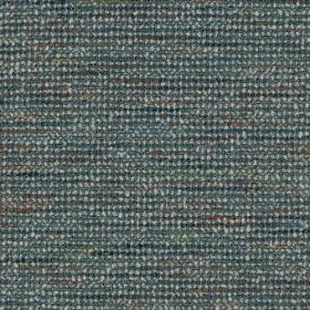 Gray woven fabric sample with horizontal stripes of orange, red, and green; includes textile details “moroso polka a1523 – polka 869.100 anise”.