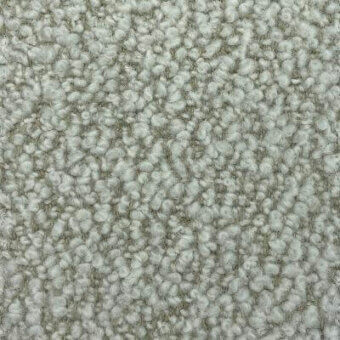 Fabric texture sample, pale gray-green, densely nubby with rounded elements and subtle mottling; text reads “moroso fabric zampogna a1437 snow”.