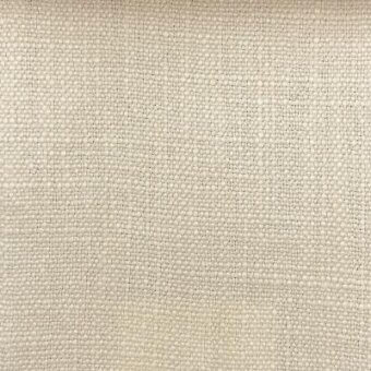 Moroso fabric sample, off-white woven textile, dense grid pattern with printed label “zoran 100 white – w” visible in corner.