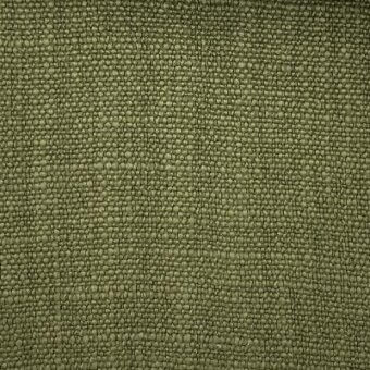 Moroso Zoran 109 fabric sample, muted green woven textile, dense granular texture with irregular knots, durable construction.