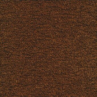 Moroso Clunis fabric sample, mahogany brown, dense granular texture with mottled dark brown and reddish-brown speckles, woven appearance.