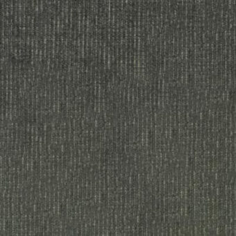 Dark gray woven fabric texture with vertical ribs, exhibiting a granular surface and linear pattern, possibly wool blend.