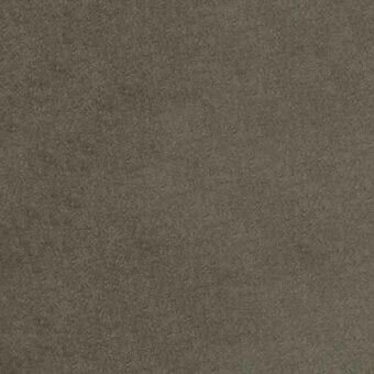 Textured fabric sample, brownish-gray tone, dense surface with irregular swirls, matte finish, “pacini & cappellini” label visible.