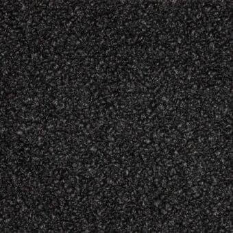 Charcoal gray bouclage fabric texture with a dense looped pile, matte finish, and subtle tonal variations; Porada fabric sample 98 21.