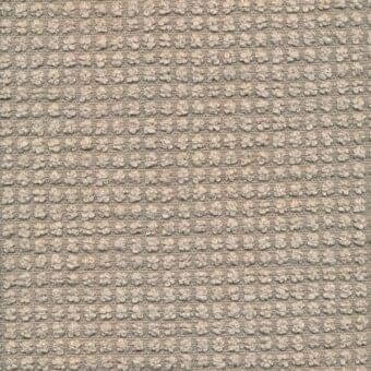 Beige textured fabric with a dense, linear pattern of raised circular elements in horizontal rows, exhibiting a woven looped construction.