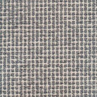 Beige and gray grid textile sample from Porada fabrics, featuring a tight woven square pattern and subtle sheen.
