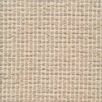 Woven fabric texture displaying a beige and tan grid pattern with square loops, creating a heathered, matte surface and geometric structure.