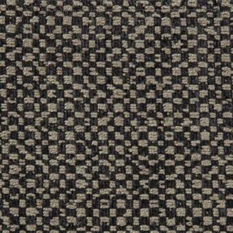 Ikat fabric (c) L1575, dark charcoal gray woven textile with a repeating beige square motif, textured matte finish.