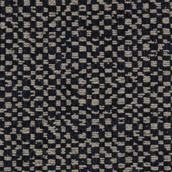 Woven fabric texture, navy blue and beige, irregular ikat-style pattern with raised threads, Porada collection, sample L1575.