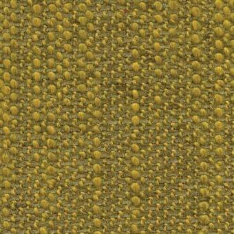 Madras fabric sample, olive-gold tone, dense circular pebble pattern with horizontal ribbing and slight texture variation, quality control markers.