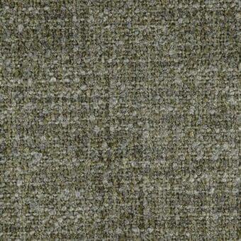 Olive green fabric sample displaying a dense, granular texture with mottled gray and beige tones, featuring a tight, compact weave.