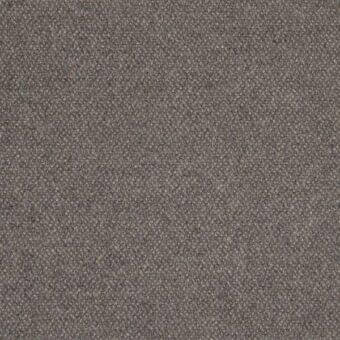 Porada fabric sample, gray-brown serge, tightly woven granular texture with matte finish and subtle tonal variations.