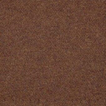 Brown serge fabric sample with a dense woven texture, mottled with golden-yellow flecks, matte finish, Porada collection.