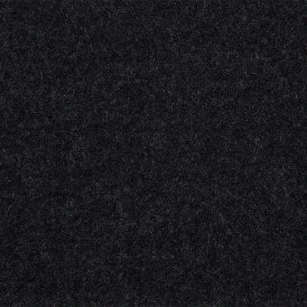 Dark gray fabric texture with a dense, slightly raised weave and granular quality, exhibiting a consistent charcoal color and uniform dye application.