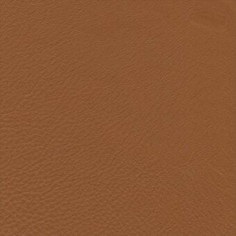 Brown leather texture sample displaying a fine-grained, pebbled surface with warm tonal variations and a smooth, consistent finish.