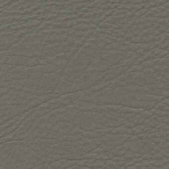 Gray leather texture with a pebbled grain and subtle creases against a white backdrop, displaying a matte finish and tonal variations.
