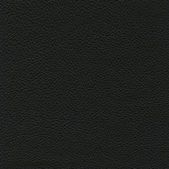 Black leather texture sample with a fine, pebbled grain and matte finish; Porada “leather (regular)” d10 collection detail.