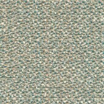 Sage green and beige striped fabric sample with a nubby weave texture, identified as Potocco “calla a8n smeraldo” indoor fabric.