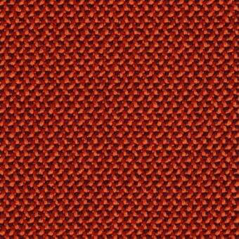 Potocco Dali C6T Arancione fabric texture features a dense, repeating circular pattern in vibrant orange with interwoven reddish-brown threads.