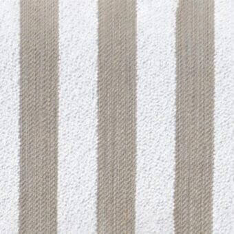 Beige and white striped textile sample with looped pile, featuring vertical lines and a durable, manufactured construction; Potocco Ship A2A.