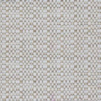 Woven outdoor fabric, pale gray and light beige grid pattern, tight matte texture with fiber tufts, “soul panna zu” by Potocco.