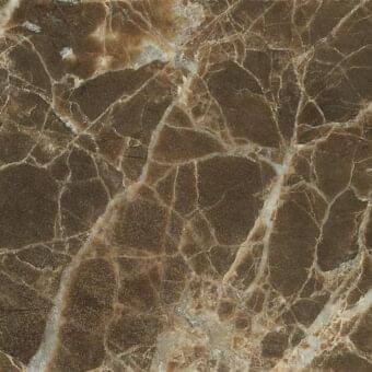Dark Emperador marble texture with dense veining, displaying dark brown and beige fissures in a polished, organic pattern.