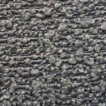 Presotto orsetto fabric, muted gray, dense nubby weave with raised rounded tufts and visible linear warp structure; sample b ors622.