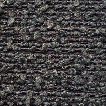 Presotto orsetto fabric, charcoal gray woven texture, small raised circular pile pattern, horizontal bands, studio lighting.