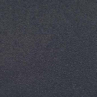 Dark gray woven fabric sample with dense granular texture, mottled tone, and a slightly rough surface; label reads “presotto > fabrics > f bls366”.