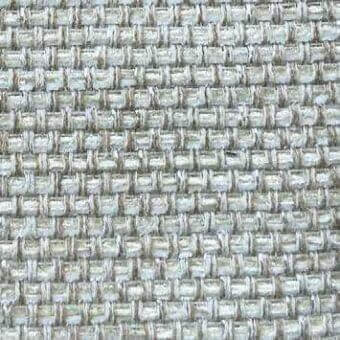 Rectilinear fabric sample, silvery-grey linen weave, dense grid pattern with subtle sheen and tactile texture against a neutral background.