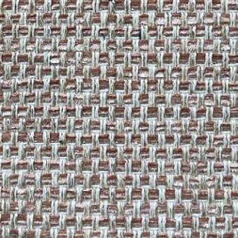Woven fabric texture with grid pattern in terracotta and off-white tones, displaying a matte, plain weave construction and slight thread irregularity.
