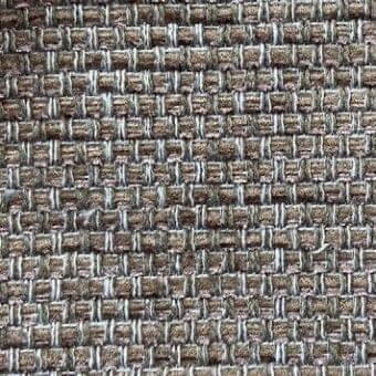 Presotto woven fabric sample, brown and gray rectilinear weave, textured yarn with grid pattern and tonal variations.